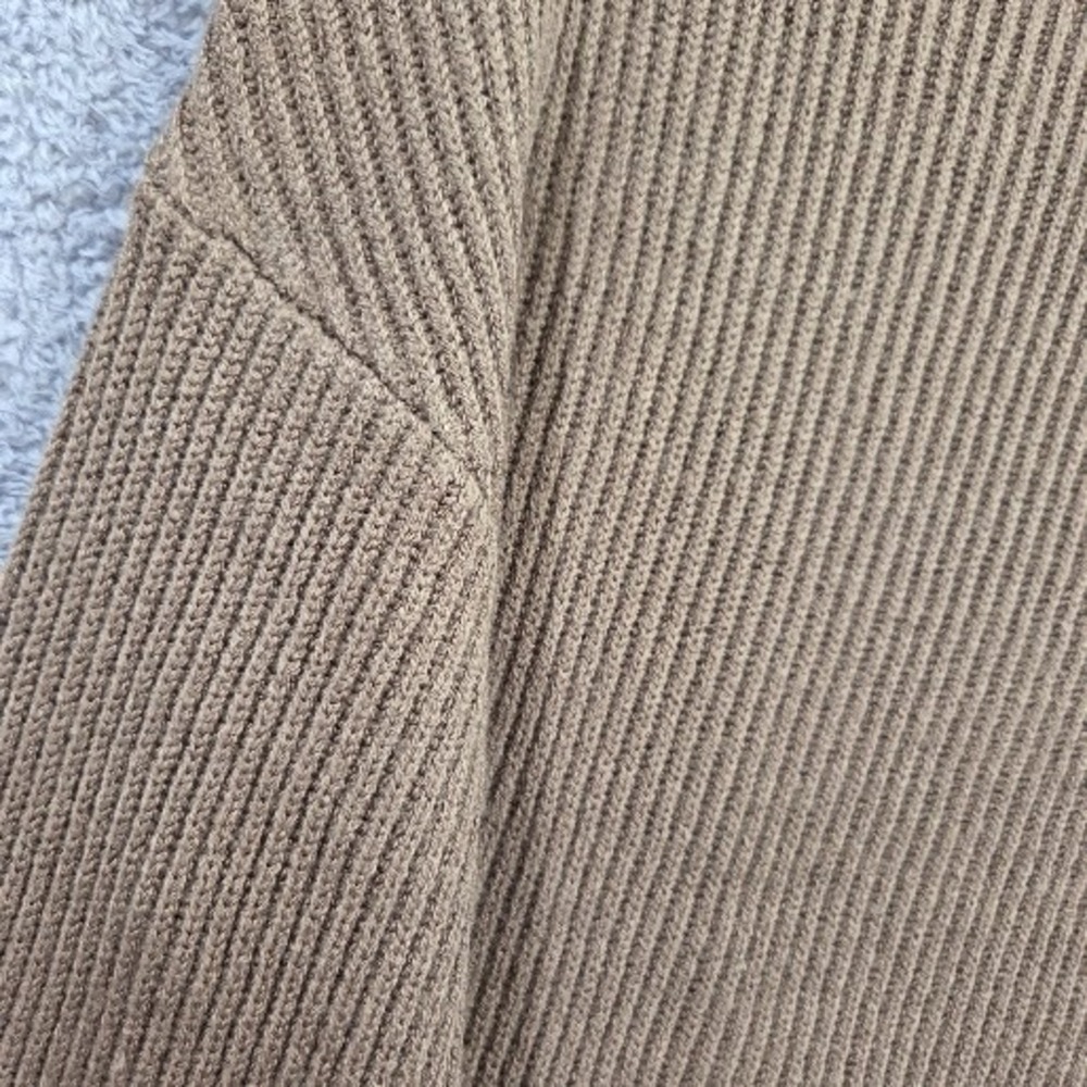 Women's Chunky Knit Drop Shoulder Pullover Sweater Large Brown Tan Neutral - Picture 6 of 9